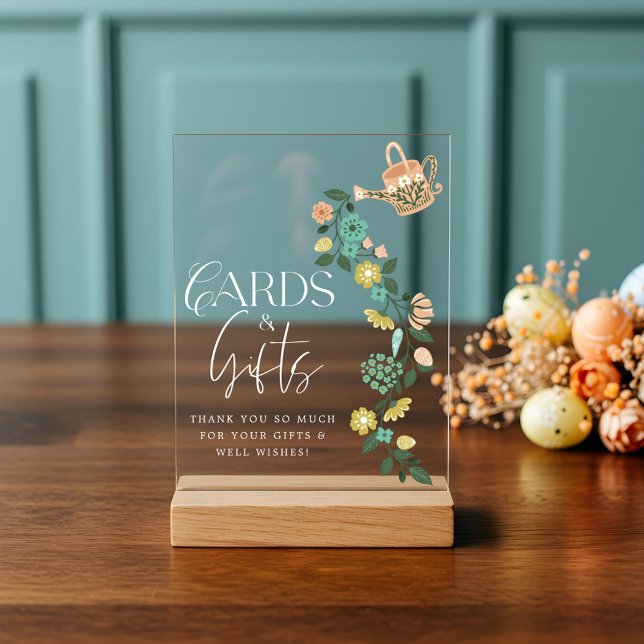 Panneau En Acrylique Cartes et cadeaux baby showers Printemps Pâques fl (Baby Shower Cards & Gifts Spring Floral Easter Acrylic Sign)