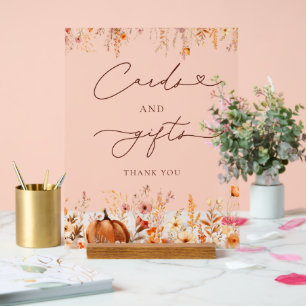 Panneau En Acrylique Cartes et cadeaux Citrouilles Boho Fall