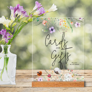Panneau En Acrylique Cartes et Cadeaux de Baby Shower de Fleurs Sauvage