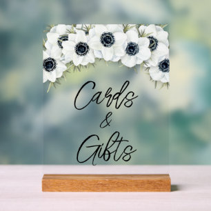 Panneau En Acrylique Cartes et Cadeaux de Fête de Mariage Floral Noir B