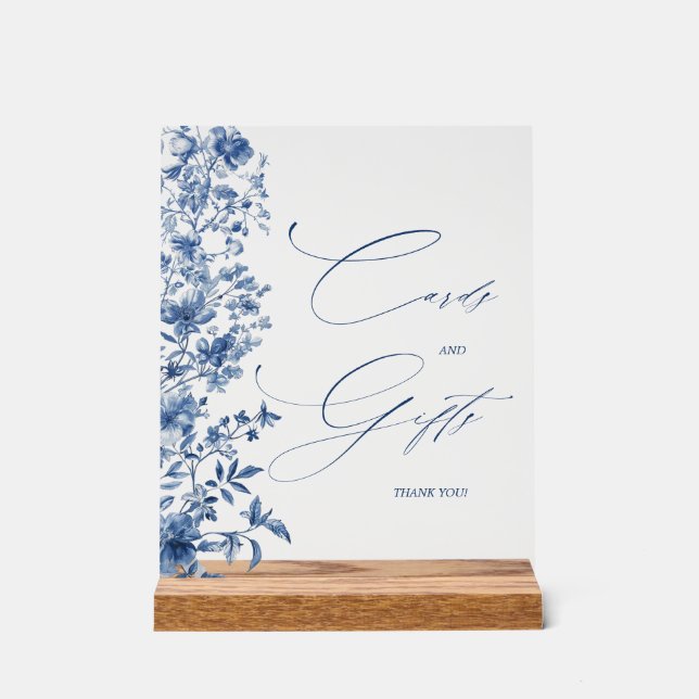 Panneau En Acrylique Cartes et cadeaux de Fête des mariées bleu (Recto)