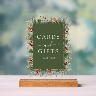 Panneau En Acrylique Cartes et cadeaux de l'hiver vert
