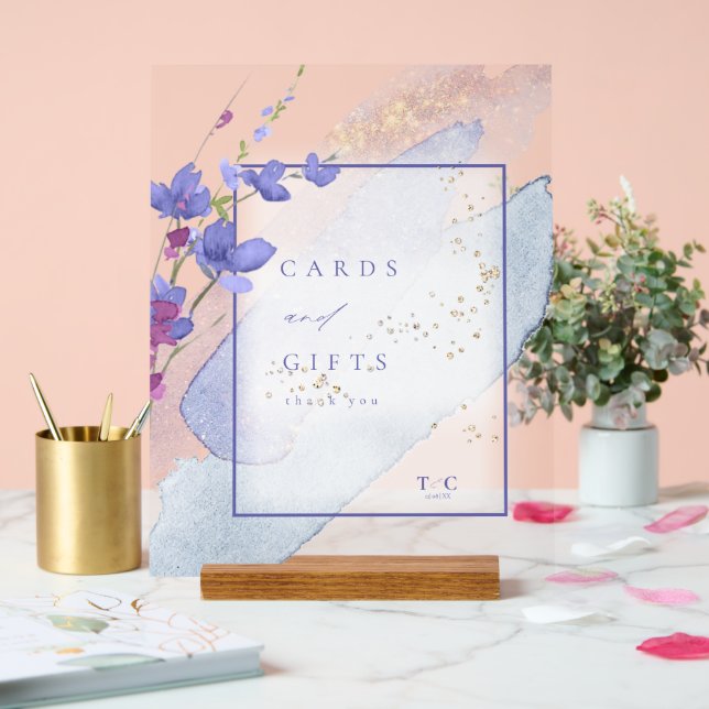 Panneau En Acrylique Cartes et cadeaux de mariage fleurs sauvages Peri  (Mariage)