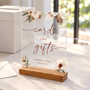 Panneau En Acrylique Cartes et cadeaux de mariage floraux en terre cuit