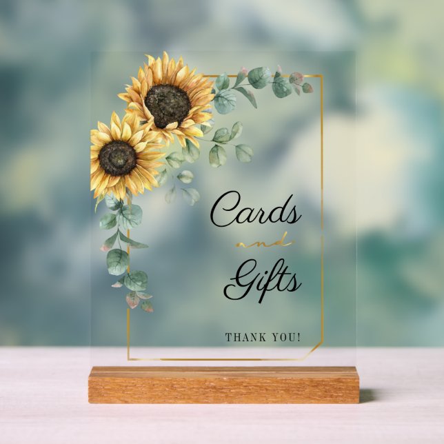 Panneau En Acrylique Cartes et cadeaux de tournesol Eucalyptus Mariage (Neutre)