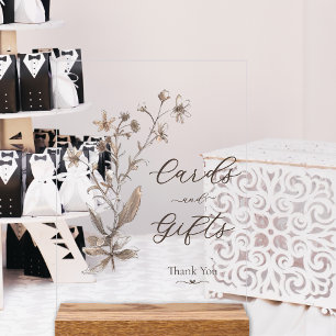 Panneau En Acrylique Cartes et cadeaux Elegant Fleur sauvage Mocha Mari