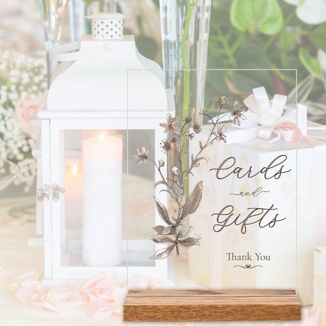 Panneau En Acrylique Cartes et Cadeaux Élégantes Fleurs Sauvages Mariag (Créateur téléchargé)