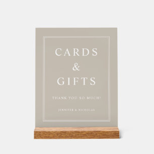 Panneau En Acrylique Cartes Et Cadeaux Élégants Taupe Mariage