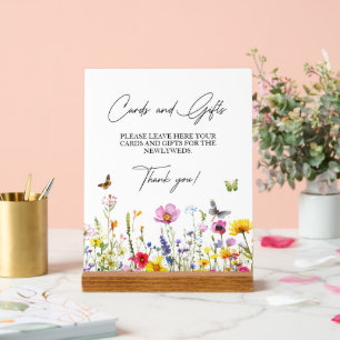 Panneau En Acrylique Cartes et cadeaux Fleur sauvage Papillons Mariage