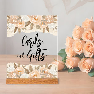 Panneau En Acrylique Cartes et Cadeaux Fleurs de Pêcher Réception de Ma