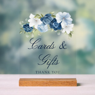 Panneau En Acrylique Cartes et cadeaux Floral Dusty Blue