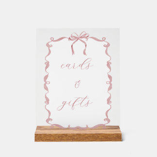 Panneau En Acrylique Cartes roses et cadeaux pour Baby Shower ou enterr