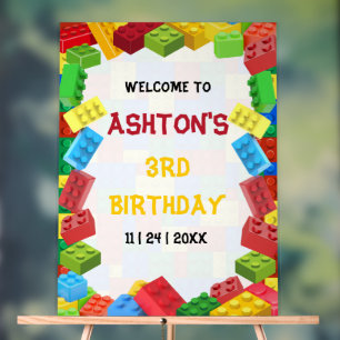 Panneau En Acrylique Carton d'invitation d'anniversaire Blocs de constr