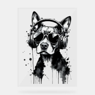 Panneau En Acrylique Casque de chien cool Cute Animaux de compagnie enc