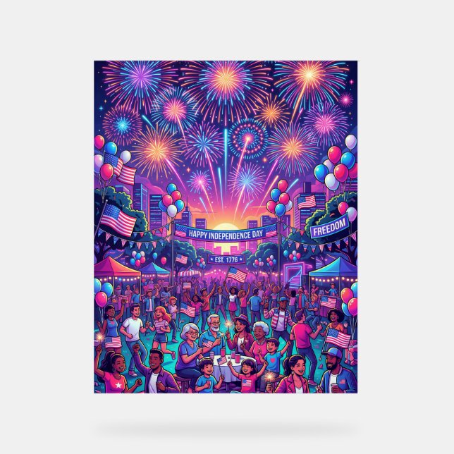 Panneau En Acrylique Célébration de la fête de l'Indépendance du 4 juil (Recto)