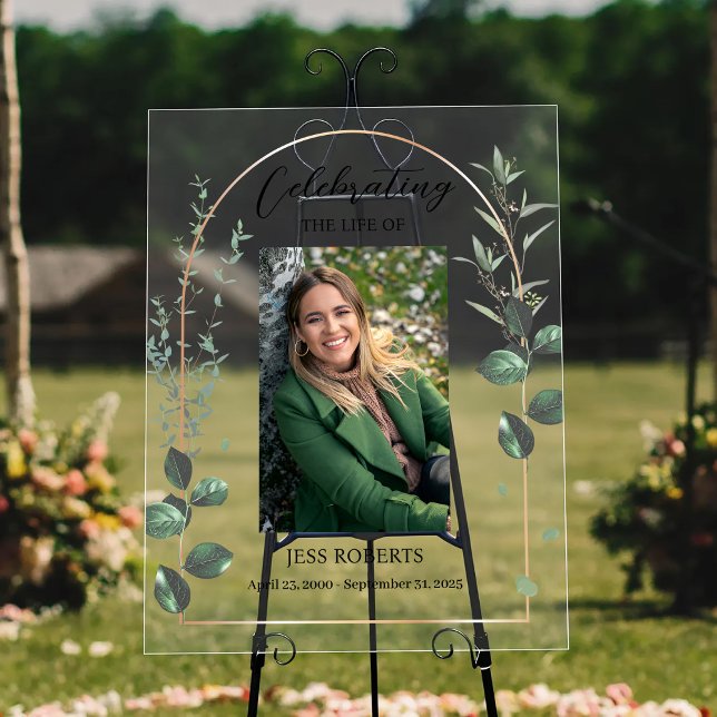 Panneau En Acrylique Célébration De La Vie Des Funérailles En Mémoire A (Créateur téléchargé)