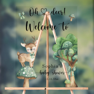 Panneau En Acrylique Cerf forestier d'aquarelle - baby shower de bienve
