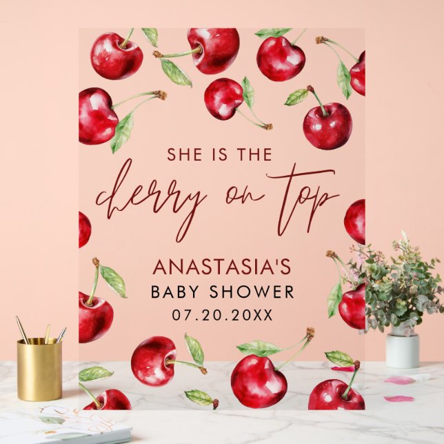 Panneau En Acrylique Cerise sucrée sur le Baby shower supérieur (Mariage)