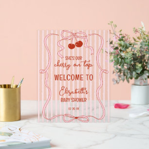 Panneau En Acrylique Cerise sur le dessus Ruban rose Classy Rayures Bie