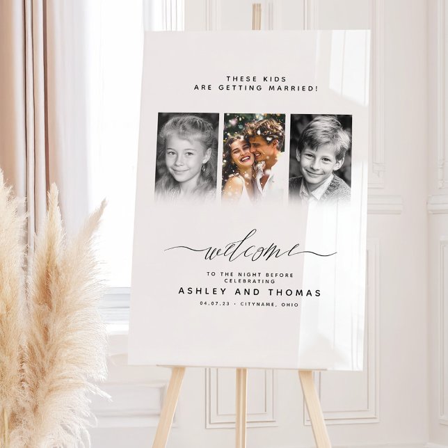 Panneau En Acrylique Ces Enfants Se Marient Bienvenue (3 Photos Welcome Sign "These Kids Are Getting Married")