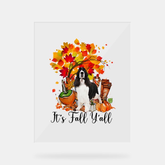 Panneau En Acrylique C'est automne Y'all Springer Spaniel Dog Halloween (Recto)