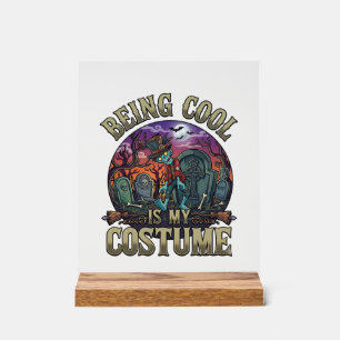 Panneau En Acrylique C'est Cool Costume Halloween Zombie Cimetière_1