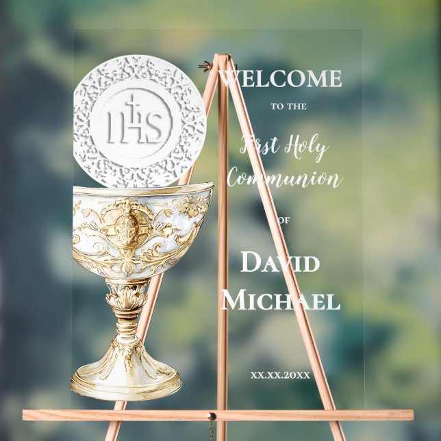 Panneau En Acrylique Chalice Host First Holy Communion welcome (Neutre)
