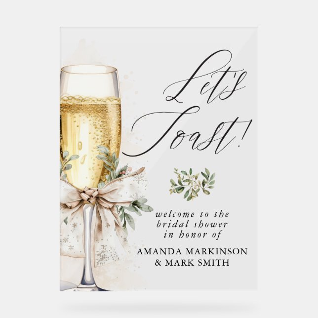 Panneau En Acrylique Champagne Let's Toast Winter Bridal Shower Welcome (Recto)