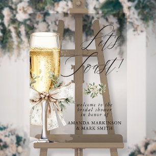 Panneau En Acrylique Champagne Levons nos verres Fête de mariage d'hive