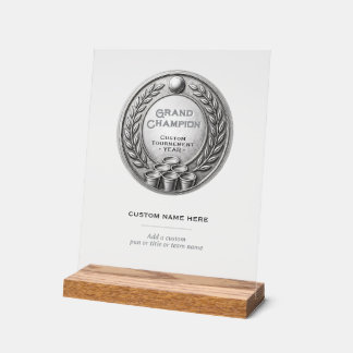 Panneau En Acrylique Championnat de Beer Pong avec médaille d'argent