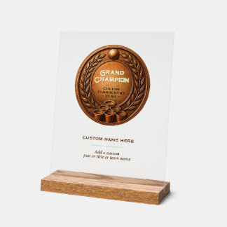 Panneau En Acrylique Championnat du Tournoi de Beer Pong de la Médaille