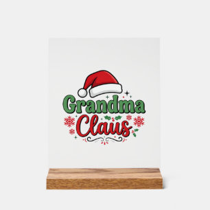 Panneau En Acrylique Chapeau de Noël de Grand-Mère Noël