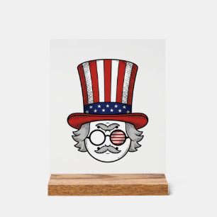 Panneau En Acrylique Chapeau Haut de Forme à l'Envers Patriotique Dessi