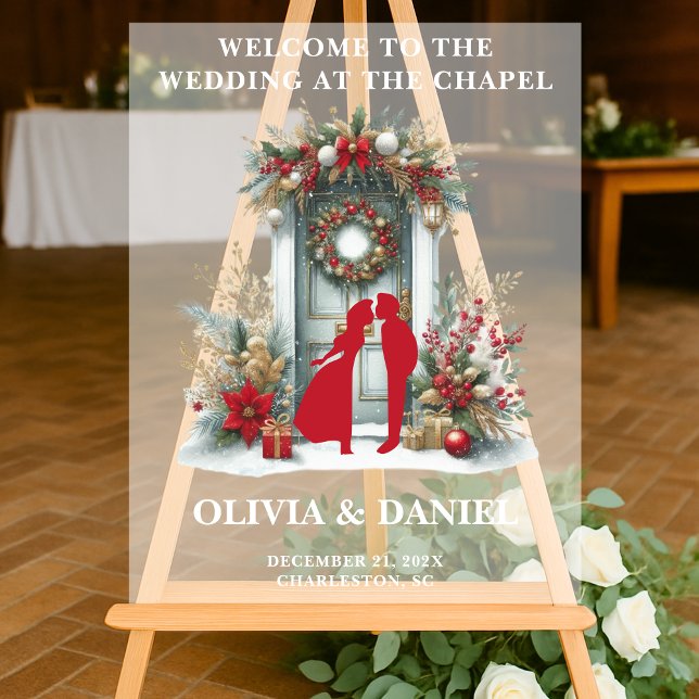 Panneau En Acrylique Chapelle dans la neige hiver Bienvenue gelée (Créateur téléchargé)