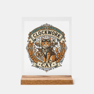 Panneau En Acrylique Chat à ressort Chat Steampunk Vintage Art Vectorie