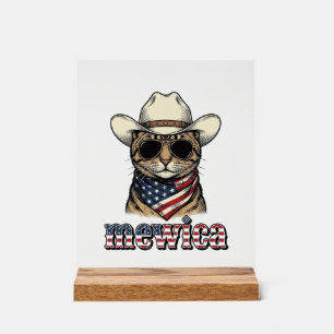 Panneau En Acrylique Chat cowboy patriotique Mewica conception vectorie