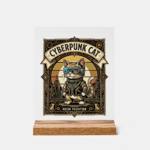 Panneau En Acrylique Chat Cyberpunk Chat Cyberpunk Vintage