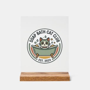 Panneau En Acrylique Chat de bain savon POD Art Vector - Club Chat de B