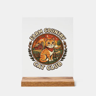 Panneau En Acrylique Chat de campagne - Cadeau pour amateur de chat de