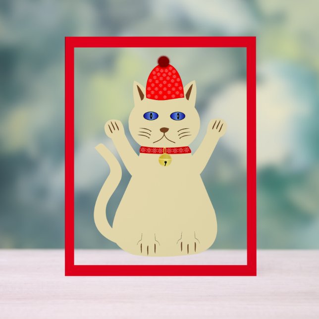 Panneau En Acrylique Chat de Noël mignon (Neutre)