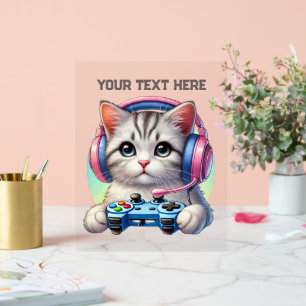 Panneau En Acrylique Chat de texte ajouté Cool Gamer