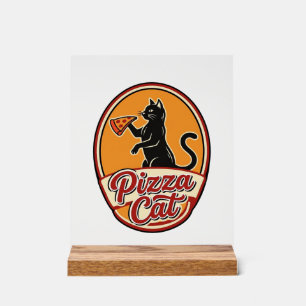 Panneau En Acrylique Chat drôle rétro Pizza vintage création pour amate