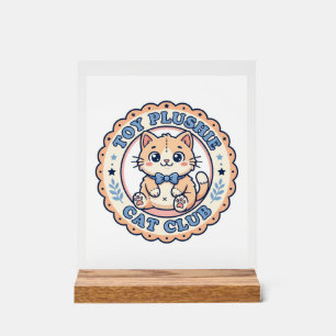 Panneau En Acrylique Chat en peluche jouet T-shirt chat mignon Design -