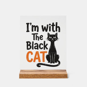 Panneau En Acrylique Chat noir drôle gravure vintage Halloween Design