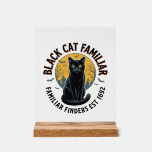 Panneau En Acrylique Chat Noir Familier Design de Sauvetage Halloween V