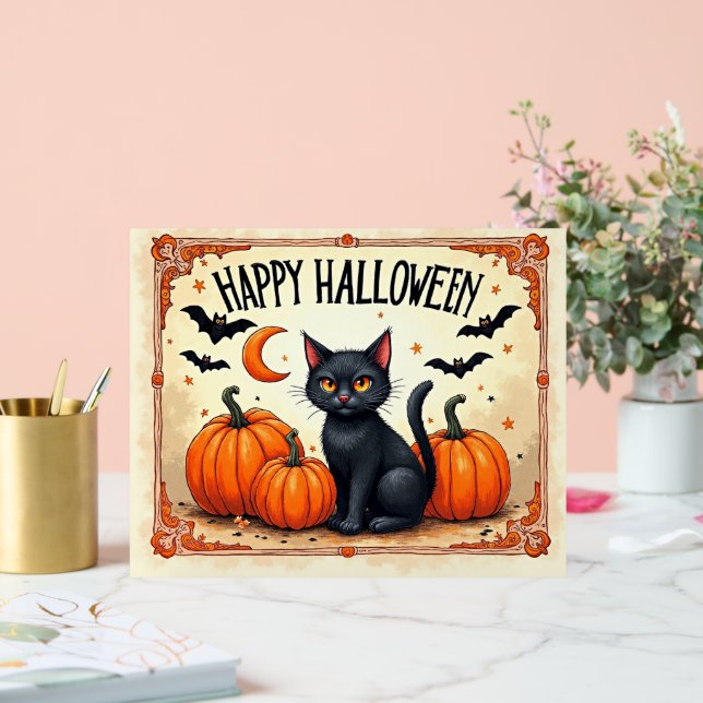 Panneau En Acrylique Chat noir Halloween (Mariage)
