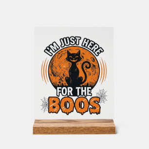 Panneau En Acrylique Chat noir Halloween ici pour les huées Vintage Shi