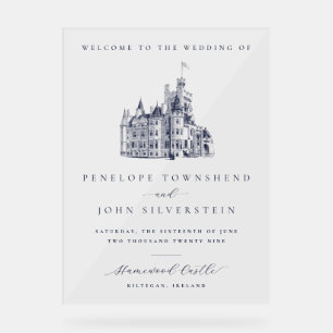 Panneau En Acrylique Château Élégant Vintage de Bienvenue Mariage