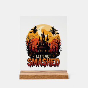 Panneau En Acrylique Château Hanté Halloween Sorcières Fous Faisons