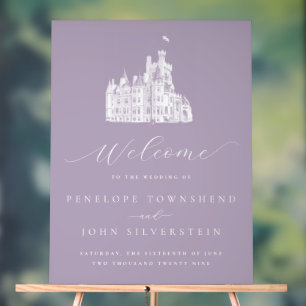 Panneau En Acrylique Château Mariage Vintage Lavande Bienvenue